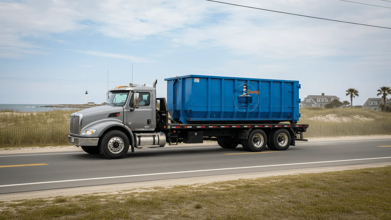 dumpster on the road